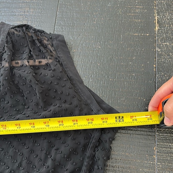 Rebecca Taylor Geo Dot Clip Chiffon Blouse Sheer Black 100% silk Top Size 12 - Picture 6 of 7